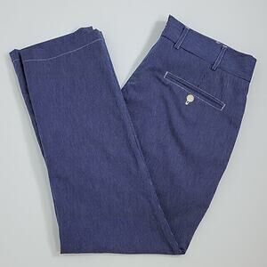 Max‎ 'N Chester Jeffery B Indigo Fineline Blue Pinstripe Pants 36 RUNS SMALL